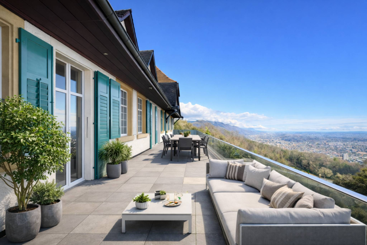 An exceptional panoramic view of Biel and the Alps