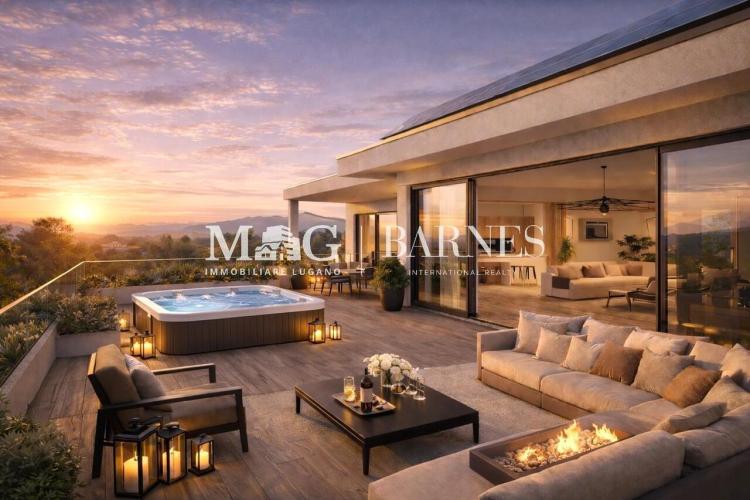 Collina d'Oro: Newly built penthouse with panoramic terrace