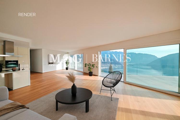 Lugano, Carona: 5.5-room lake view penthouse with large terrace