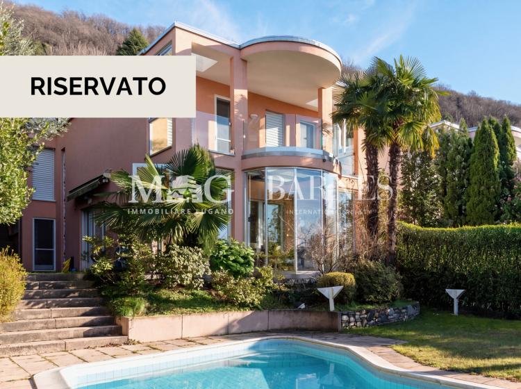 Montagnola, Collina d'Oro: Villa with swimming pool and lake view