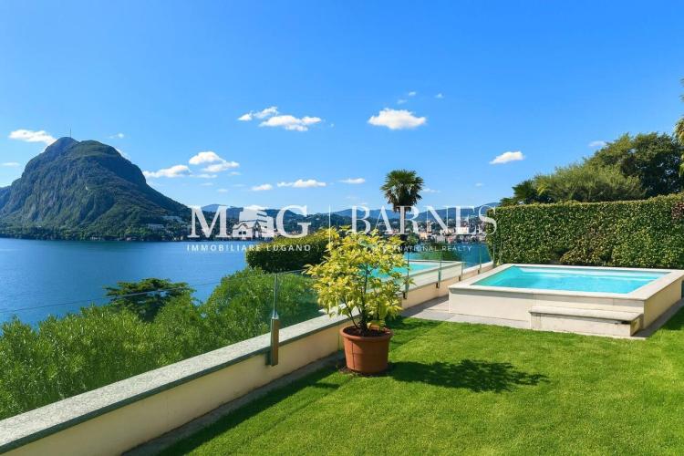 Lugano, Castagnola: Lake view apartment with swimming pool and garden