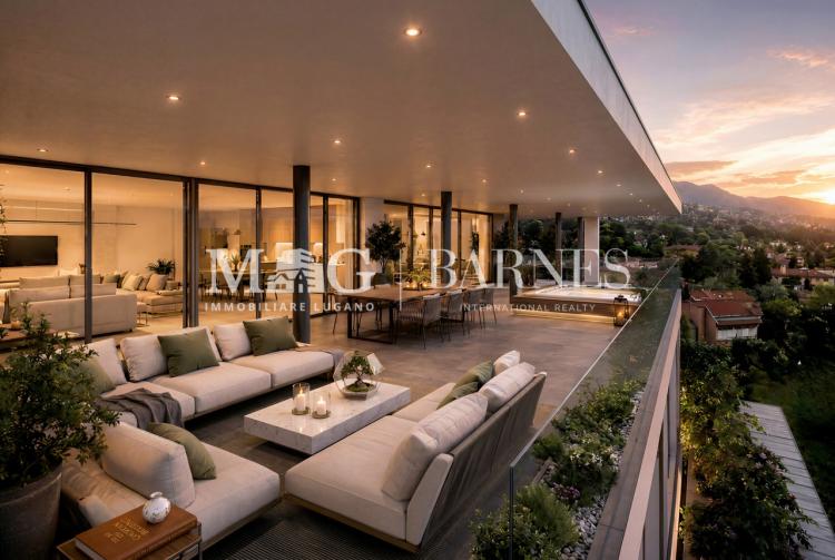 Collina d'Oro: Newly built penthouse with panoramic terrace