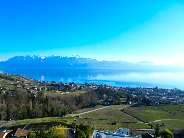 Penthouse with breathtaking views of Lake Geneva and the Alps.