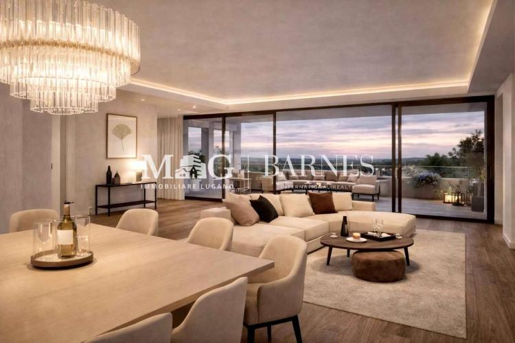 Lugano, Collina d’Oro : 4.5-room apartment (convertible to 5.5 Rooms) with large terrace at Golden Hill Residence, near TASIS